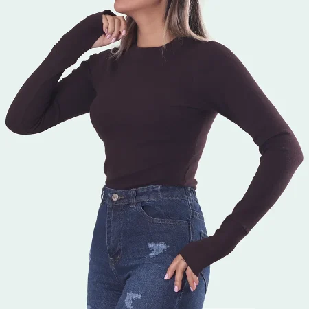 بلوز کبریتی آستین شصتی یقه 3 سانت