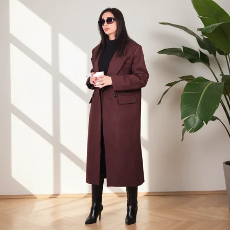 پالتو سوییت بلند زنانه قهوه ای