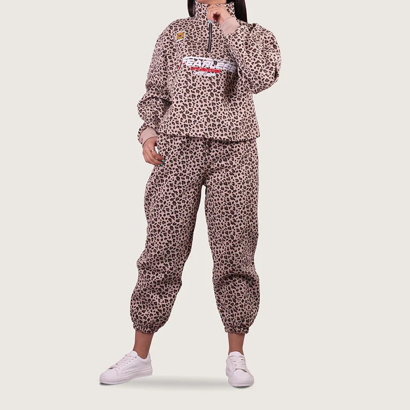 ست شلوار و دورس نیم زیپ پلنگی