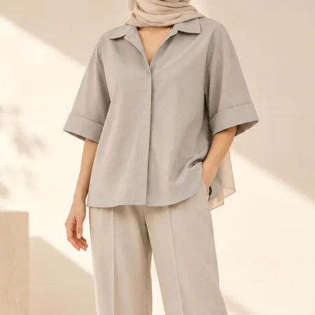 شومیز ساده آستین پاکتی
